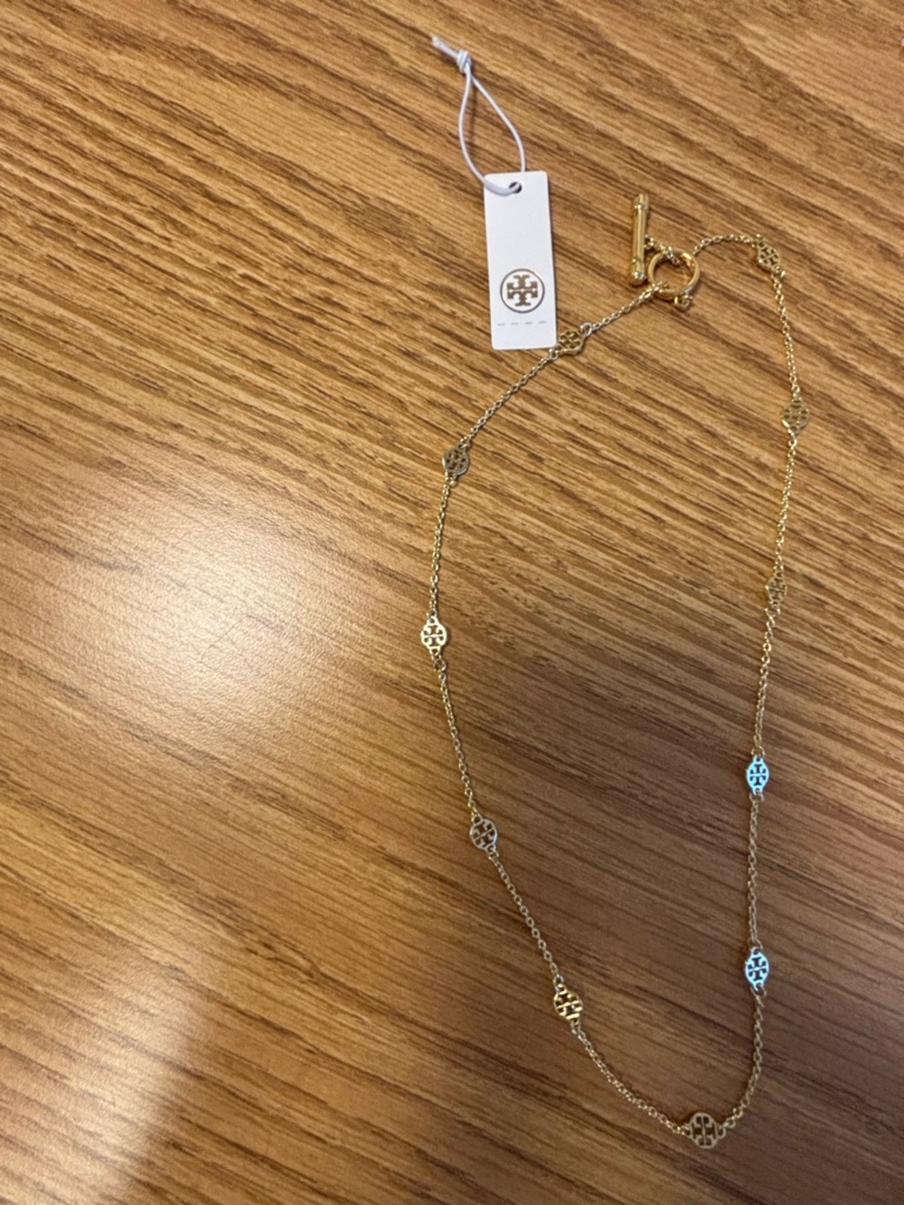 Tory Burch Gold Logo Station Long Necklace , BNWT